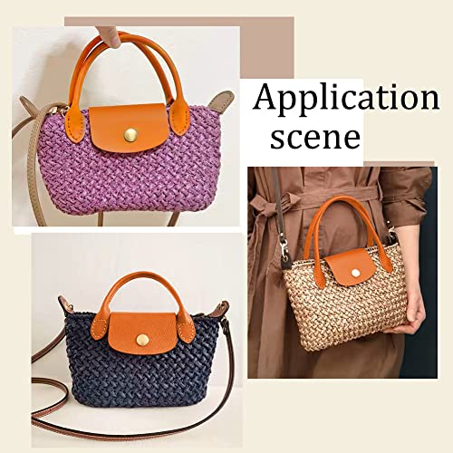 WADORN 8pcs PU Leather Handbag Knitting Kits, DIY Crochet Bag Making Including Sew on Bag Handles Snap Button Bag Covers Handmade Craft Shoulder Bag Making Accessories, Brown - color: Brown