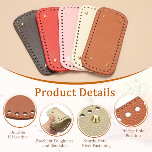 PATIKIL 7.9 x 3.5inch Leather Bag Bottom, 2 Pcs PU Leather Bag Bases Purse Making Knitting Rectangle Crochet Bottom Shaper Pad with Holes Durable for Crochet DIY Handbag Tote, Red - color: Red