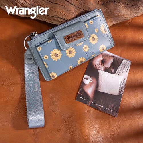 X Wrangler Western Wallet for Women Card Cases & Money Organizers Wristlet Wallet with Zipper Pocket - color: X Jean