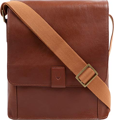 Hidesign Aiden Genuine Leather Medium Crossbody Men/Women Shoulder Messenger Bag / Travel Bag / 10.5" iPad Bag, Tan - color: Tan
