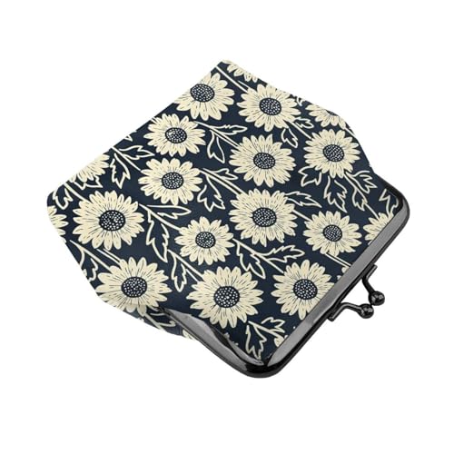 Kiss-lock Coin Purse for Women Change Purses Cute Small Coin Pouch Tiny Coin Wallet (Cute Floral Sunflower) - color: Cute Floral Sunflower