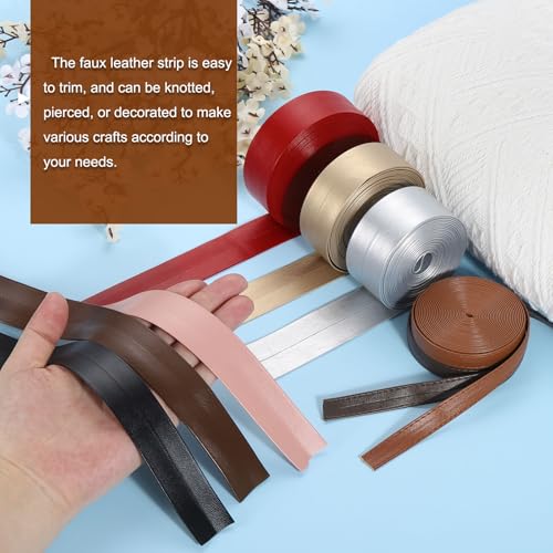 uxcell 5 Yard 25mm PU Faux Leather Strips, Fold Over Leather Strap Roll Double Sided Faux Supplies for DIY Craft Projects, Gold - color: Gold, size: 25mm