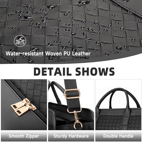 Bolosta Travel Duffle Bag for Men Women, PU Leather Duffel Bag for Traveling, Large Carry on Weekender Overnight Bag with Shoe Compartment, Perfect for Travel/Daily Use - color: C-Black