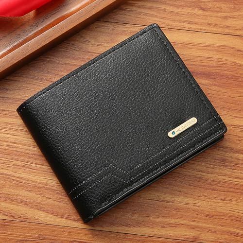 Slim Wallet for Men with Coin Purse, Minimalist Wallet with Zipper, Bifold Mens Wallets with Credit Card Holder, PU Leather Men's Wallet with Money Clip, Carteras Para Hombres (Black L) - color: Black L