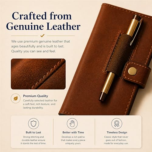 Genuine Tan Leather Checkbook Cover - Handmade Check Holder with Divider & ID Window, Slim Organizer Wallet for Business, Travel & Everyday Use, 3.5 x 7 inch - color: Tan Leather Checkbook Cover