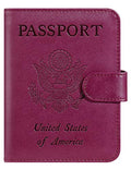 Passport Holder Cover Wallet RFID Blocking, Travel Essentials - color: Purple