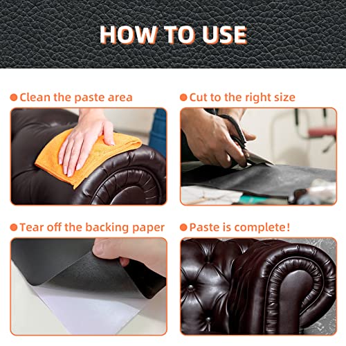 DXBULL Large Leather Repair Kit Self Adhesive Leather Tape Waterproof, DIY Leather Patch for Couches Car Seats Furniture Kitchen Cabinets Wall 23.6 x 78.7 inch (Dark Coffee) - color: Dark Coffee, size: 23.6x78.7 inch