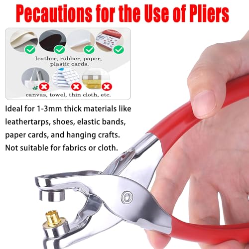 Grommet Tool Kit with 605 Pieces, 1/2 Inch Eyelets and Washers in Gold, Silver, Black,Two Set of Installation Tools, Installation Pliers, Hole Punch, Punched Pad for Leather, Belt, Shoes, Crafts - color: 1/2inch & 605pcs