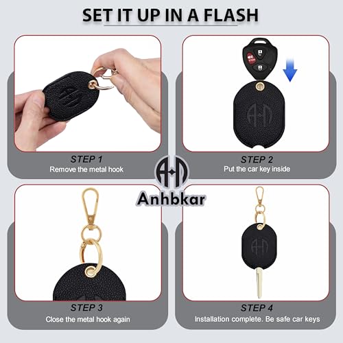 Leather Key Cover for Broken Car Key Loop Replacement | Double-Layer PU Leather Protects Car Keys from Scratches and Damage - color: Extra Large-black02