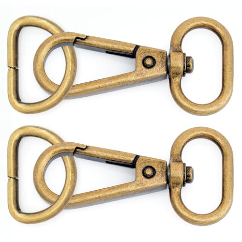 CRAFTMEMORE 10 Sets Antique Brass Snap Hooks Lobster Clasp Swivel Push Gate Fashion Clips with D Ring Craft FSD1 (3/4 Inch) - color: Antique Brass, size: 3/4 inch