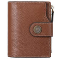 FALAN MULE Small Wallet for Women Leather Bifold Compact Small Womens Wallet with RFID Blocking - color: Caramel