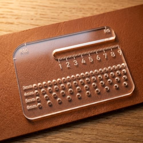 Transparent Measuring Template for Precision Layout Marking, Thick Clear Alignment Gauge with Curved Edge Sizing Reference for Crafting Material Trimming Leatherworking Sewing DIY Projects, 7 * 5cm
