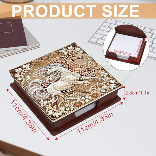 JISHSHAY Diamond Painting Note Box Horse Diamond Art Sticky Note Holder Gem Art Notecard Box Gem Painting Mosaic Kits for Adults Embroidery Kit Memo Pad Holder, Contains 160 Sheets of Paper - color: Horse