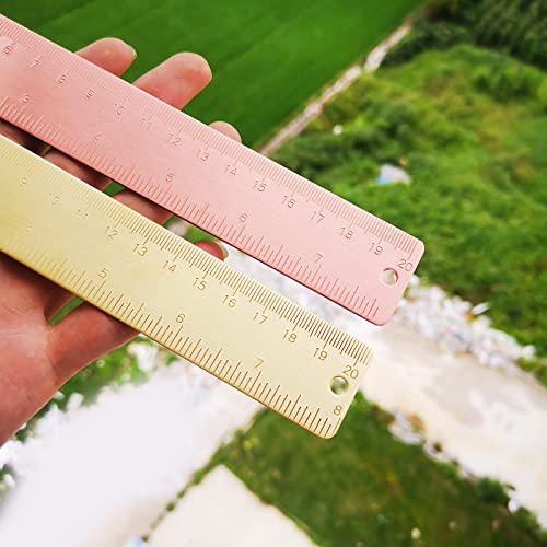 8 Inch Brass Ruler, Ideal for Carpenters, Sewers, Students, Modern Design, Solid Brass Construction