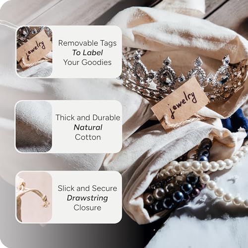 LEAFICO Organic Cotton Reusable Produce Bags - Small 5x7 (12 Pack) - Biodegradable Eco-Friendly Bulk Bin Sacks for Food - Cloth Bags with Drawstrings - Linen Pouch for Fruit, Vegetable Storage - size: Small 5x7" (12 Pack)
