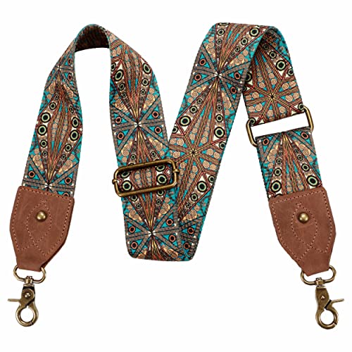 Purse Strap, 2"Cowhide Head Wide Shoulder Strap Adjustable Replacement,Retro Personalized Printing Multi-pattern Crossbody Bag Straps for Handbag,Crossbody Bags,Shoulder Bags(Bohemian style) - color: Bohemian Style