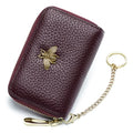 imeetu RFID Credit Card Holder, Small Card Wallet Women, Leather Card Case | Genuine Leather Women's Card & id Cases, Change Coin Purse with Zipper Keychain id Window, 20 Colors & 3 Styles, Daily, Gifts - color: Pro - Purple Coffee, size: Pro