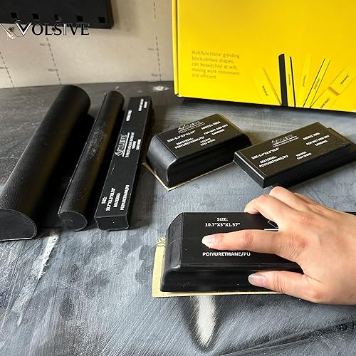 Hand Sanding Block Set of 7,PSA Base Auto Body Sanding Block Kit with Long Panel Sander,Flexible for Automotive Paint and Woodworking Sand Furniture,Black - color: Sanding Block, size: Black 7pcs Set-PSA