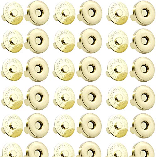 MYUBWTF 20 Set Magnetic Button Clasp Snaps, 3/4“ Purse Magnetic Bag Fastener Clasp, Magnetic Button Replacement Kit for Sewing, Craft, Purses, Bags, Clothes, Leather (Gold) - color: Gold