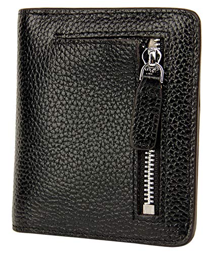 Small Leather Wallet for Women, Ladies Credit Card Holder RFID Blocking Women's Mini Bifold Pocket Purse - color: Black Rfid Blocking