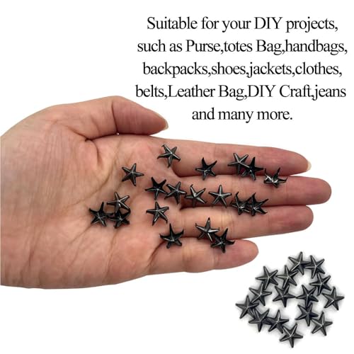 Honigo 90pcs Star-Shaped Studs Rivets Mixed Color Metal Solid Brass 10mm 5 Prongs Spikes Spots for Leather Craft Clothes Belt Bag Shoes Decorations Totes DIY Craft Gun Silver Bronze - color: Gun Silver Bronze, size: Gun Silver Bronze 10MM