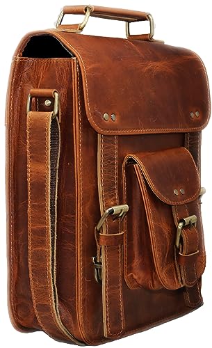 jaald Genuine Leather Messenger Bag Vintage Laptop Crossbody Bag Satchel Man Purse Shoulder Bag for man woman office bag - style: 11 Inches Brown
