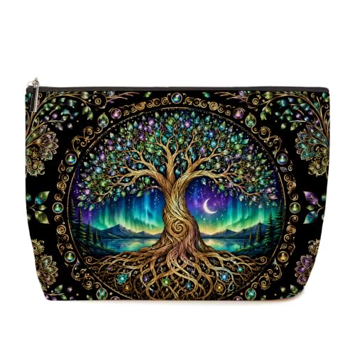 Lovdazzles Magical Tree of Life Makeup Bag for Women Mystical Forest Design Cosmetic Bag - color: Multicolor 1813