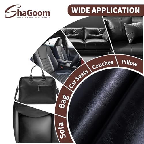 Shagoom Leather Repair Patch, Vinyl Repair Patch for Couches Furniture | Glossy Leather, Self-adhesive, Quick Repair, Strong Stick, Large Size, Couch Repair Patch, Furniture Repair Tape - color: Glossy Black, size: 17X79 inch