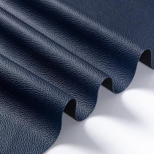 Marine Vinyl Fabric, Upholstery Faux Leather Fabric by The Yard, 1.05mm Lychee Texture Leather Sheets for Sofa Chairs Handbags Hair Bows Earrings Crafts (1 Foot 12''X 54'', Blue) - color: Blue, size: 1 Foot