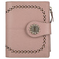 Womens Leather Wallet Small Compact RFID Blocking Credit Card Case Purse with Zipper Pocket | Small - color: Pebbled Dark Pink
