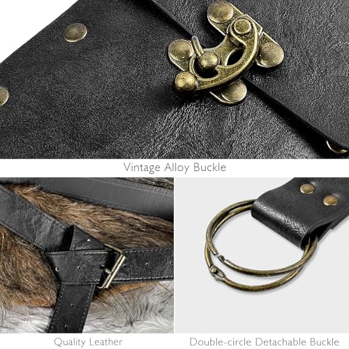 Renaissance Belt Pouch Waist Bag Steampunk Pouch Medieval Leather Belt Skirt Hikes Set, Retro Renaissance Accessories for LARP Cosplay Costume Christmas Gifts (1Bottle-Black) - color: 1bottle-brown