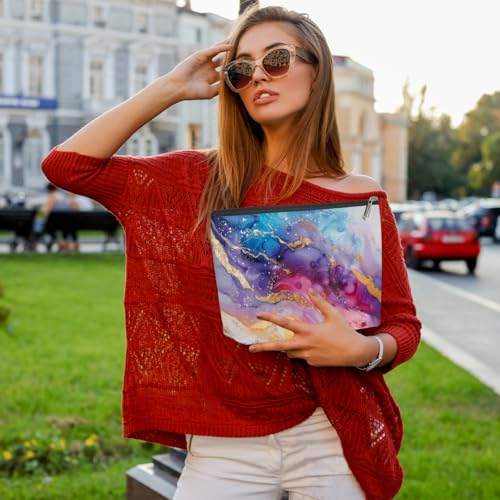Fluid Ink Gold Marble Makeup Bag, Cosmetic Bags for Women | Gradient Abstract Portable Travel Toiletry Bag Elegant Gift for Women Sister Wife Wedding Bridal Shower Birthday Christmas - color: Abstract Marble 467