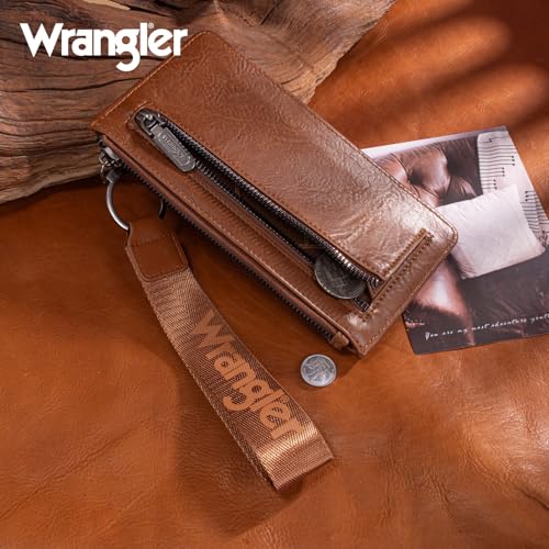 X Wrangler Western Wallet for Women Card Cases & Money Organizers Wristlet Wallet with Zipper Pocket - color: Brown