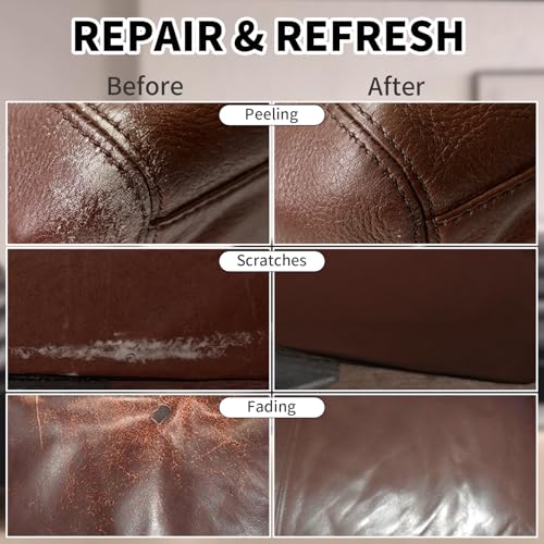 SHADAIWUYU 8.5oz Leather Recoloring Balm with 100ml Mink Oil,Medium Brown Leather Repair kit for Furniture and Car Interior,Leather Couch Scratch Repair,Leather Dye Paint,Mink Oil for Leather - color: Medium Brown, size: Leather Recoloring Balm+Mink Oil