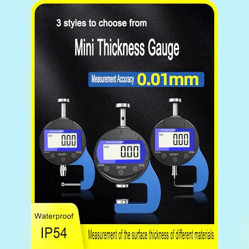 Digital Thickness Gauge Thickness Measuring Indicator | Measuring Range 0-10mm0.0005''/0.01 mm with LCD Display Thickness Gauge , for Hollow Tubes, Round Tubes(JT) - style: Percentage Gauge Pointed 10MM