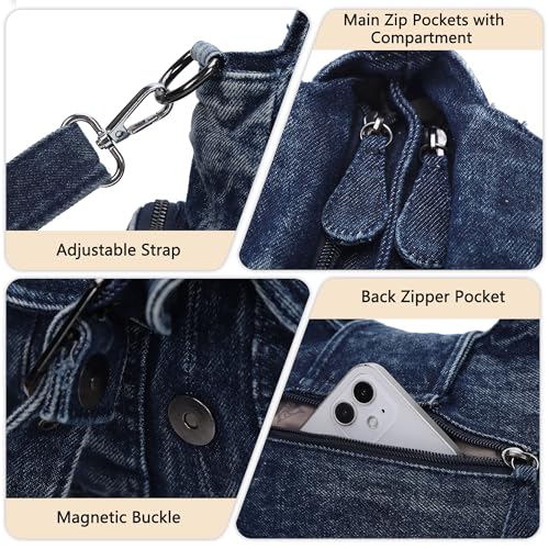 Angel Kiss Hobo Bags for Women Vegan Leather Shoulder Purses and Handbags Ladies Roomy Tote Bags Purse with Crossbody Strap - color: Denim Blue