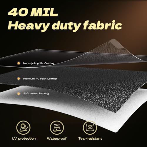 Marine Vinyl Fabric Faux Leather Upholstery, 1mm Thick, Waterproof & UV Resistant, Cotton Backing, Boat, Automotive, Crafting & Outdoor Pleather – 108" x 54" (3 YD), Black - color: Black, size: 3YD(108"x 54")-Folded