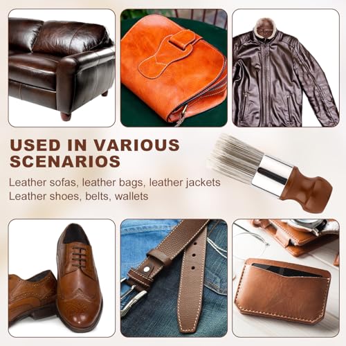 Tinoaly 3pcs Salve Brush for Leather Furniture, Soft Nylon Bristles Wood Repair Clean Brush Gentle Polish & Wax Applicator for Leather Care