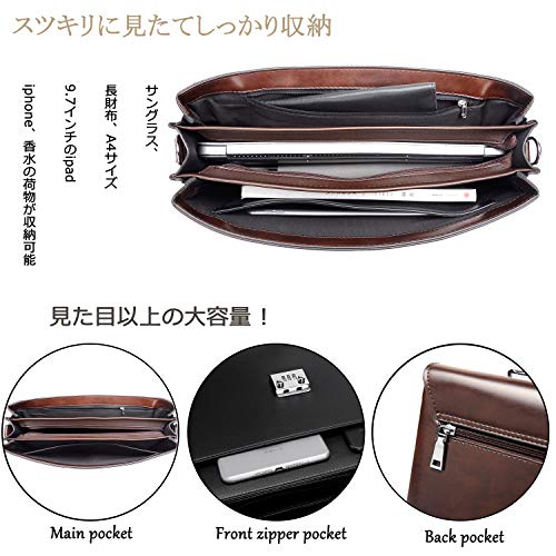 FSD.WG]Business Bag Leather Briefcase Shoulder Laptop Business Bag for Men - color: Black