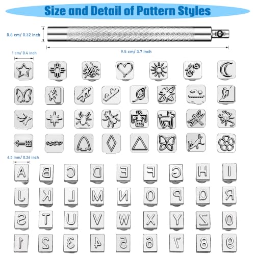 70 Pieces Leather Stamping Tools, Leather Stamping Kit with 2 Pcs Punch Tools, 68 Pcs Metal Letters, Numbers and Professional Capital Letter Pattern Craft Stamps Punch Set Tool