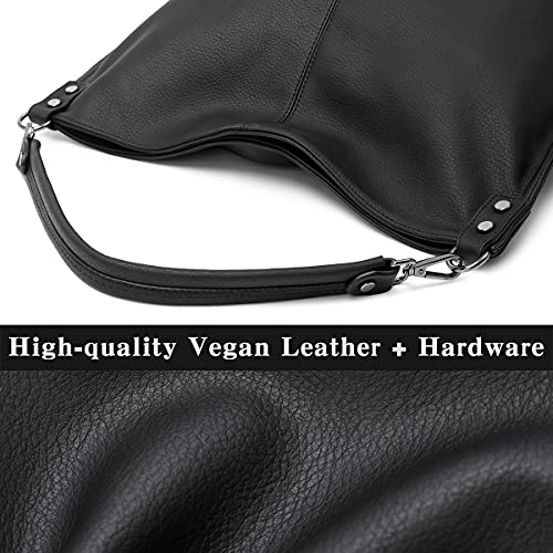 lapsting Hobo Bags for Women Handbags Purse Ladies Boho Shoulder Bag Crossbody Purses Faux Leather - color: H - 17.3inch Black - Black Metal