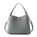 Leather Bucket Bag for Women, Soft Crossbody Top-handle Purse | Small Tote Handbag with 3 Style Detachable Straps, Spacious Daily Handbag for Work Outing Daily Use - color: Gray-a