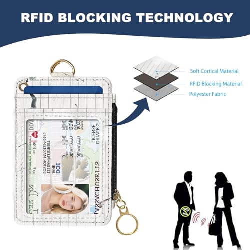 Slim Wallet Credit Card Holder, Cat Fishing, RFID Wallet Women Cute Small Front Pocket Wallet With Zipper, PU Leather Thin travel RFID Blocking Card Case ID Window,Ladies Gifts - color: Cat Fishing