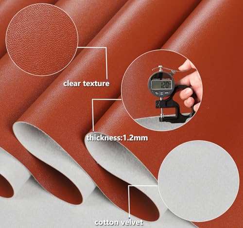 CDY Marine Vinyl Faux Leather: Soft Waterproof Faux Leather Fabric 54"x 36" | Durable Easy to Cut Marine Vinyl Brown Leather - Upholstery Fabric for Making Crafts DIY Upholstery Boat Car Sofa (Brown) - color: Brown