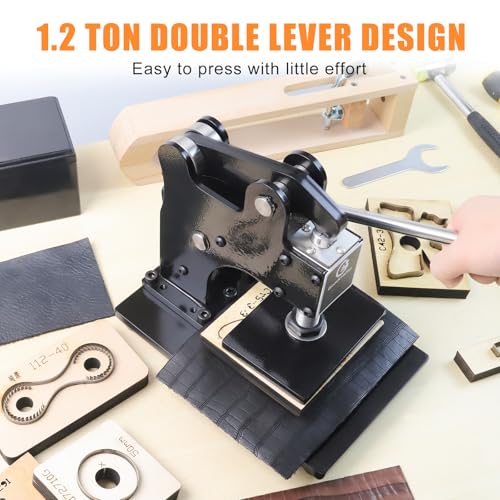Leather Cutting Machine 1 Ton,12x9cm Die Cutter Stamping Machine Embossing Plate Manual Die Cutter Hand Press Mold Cutter Leather Die Cut Leathercraft Cutting Machine DIY Tool for Various of Materials