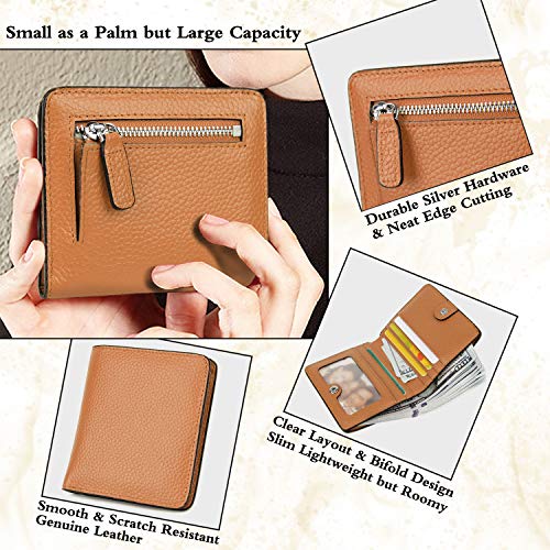 Small Leather Wallet for Women, Ladies Credit Card Holder RFID Blocking Women's Mini Bifold Pocket Purse - color: Brown Rfid Blocking