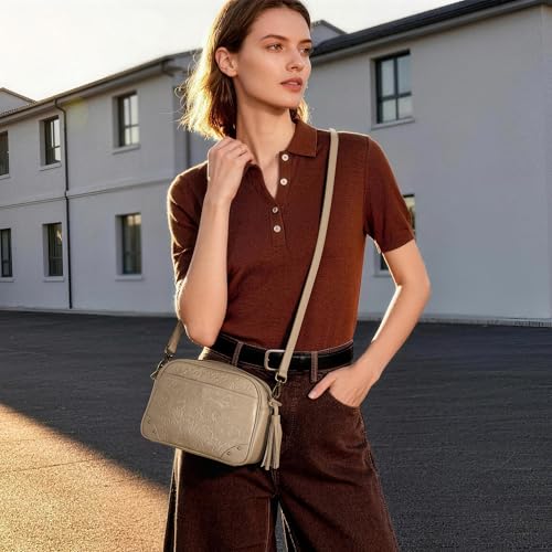 befen Anti-theft Crossbody Bag for Women Genuine Leather, Small Cross Body Shoulder Handbags with RFID Card Slots - color: Z#taupe