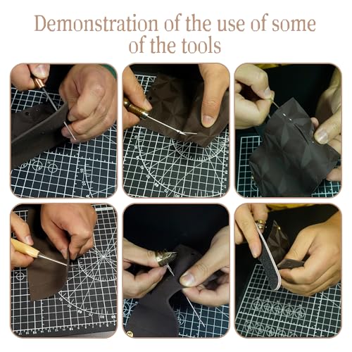 EDIETH Leather Craft Tools Kit 72PCS Working Kit with Durable Storage Bag, Professional Carving, Stamping, Sewing, Punching & Cutting Tools for Leathercraft Projects