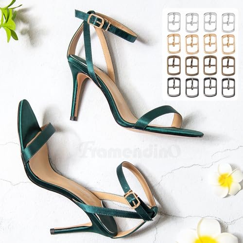 Framendino, 20 Pack Metal Single Prong Pin Shoes Buckles Roller Buckle Hardware Pin Buckle for Shoes Bag Leather Belt - color: 4 Colors