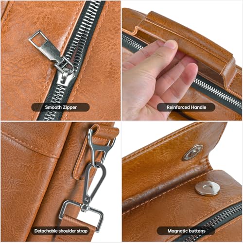 12.9-13 Inch iPad Carrying Leather Bag for 2026 2025 13 inch iPad Air M4 M3 & iPad Pro M4 M5 with Magic Keyboard, iPad Pro 12.9, Travel Shoulder Sleeve Case, Brown - color: Brown, size: 13 Inch